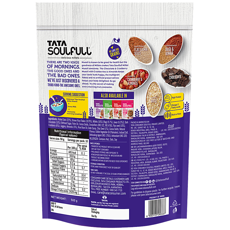 MILLET MUESLI CHOCOLATE & CRANBERRY