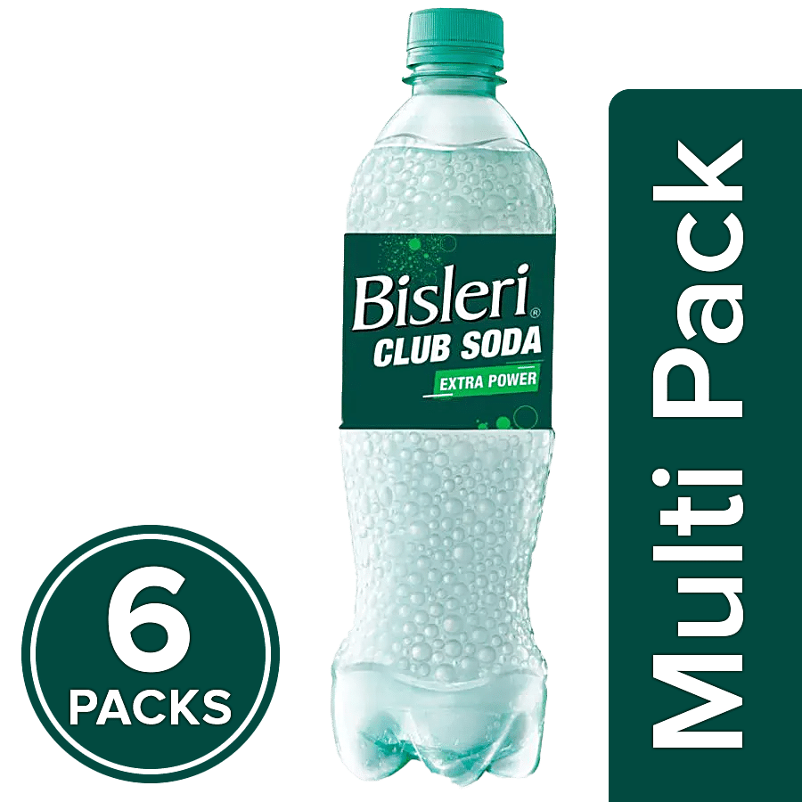 Bisleri Club Soda - Extra Power, Refreshing Drink, 6 x 750 ml (Multipack)