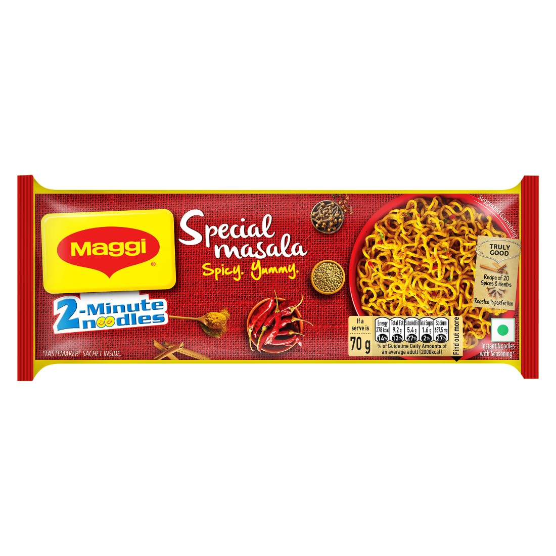 Maggi 2, Minute Vegetarian Special Masala Instant Noodles, 280 Gram