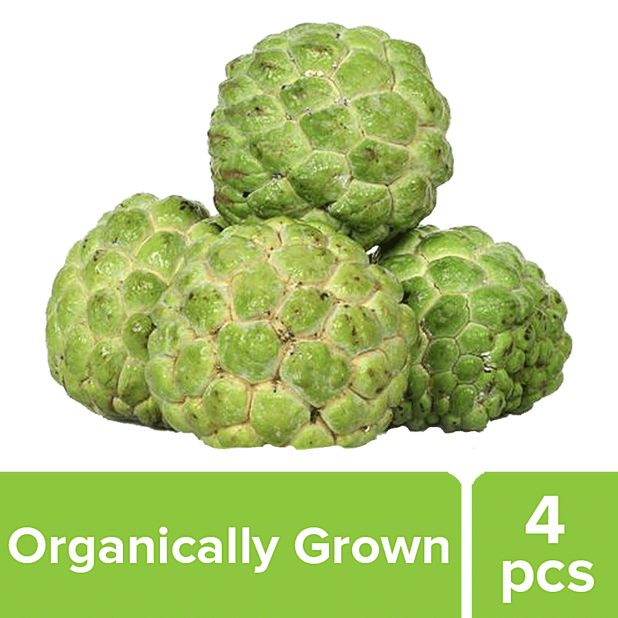 Fresho Custard Apple, Organically Grown, 4 Pcs (Approx 600, 700Gms)