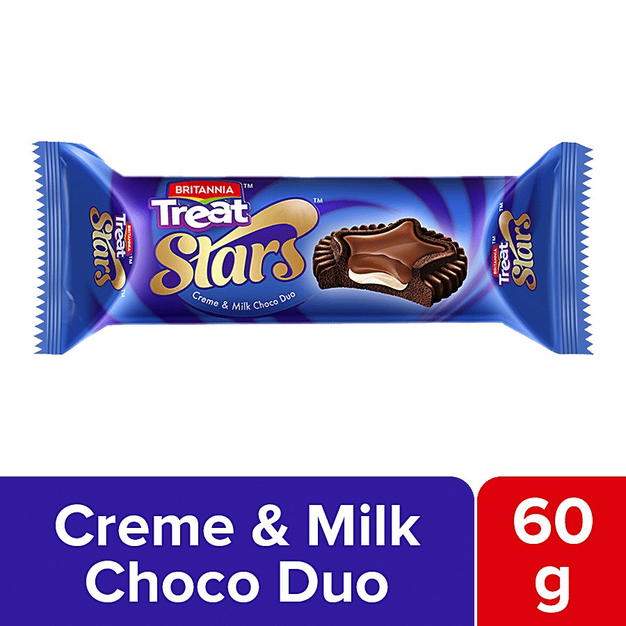 britannia treat stars creme biscuits milk choco duo 60 g