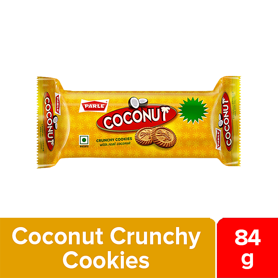 Parle Coconut Crunchy Cookies With Real Coconut, 84 Gm Pouch