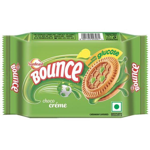 Sunfeast Bounce Creme Biscuits, Elaichi, 58 G Pouch