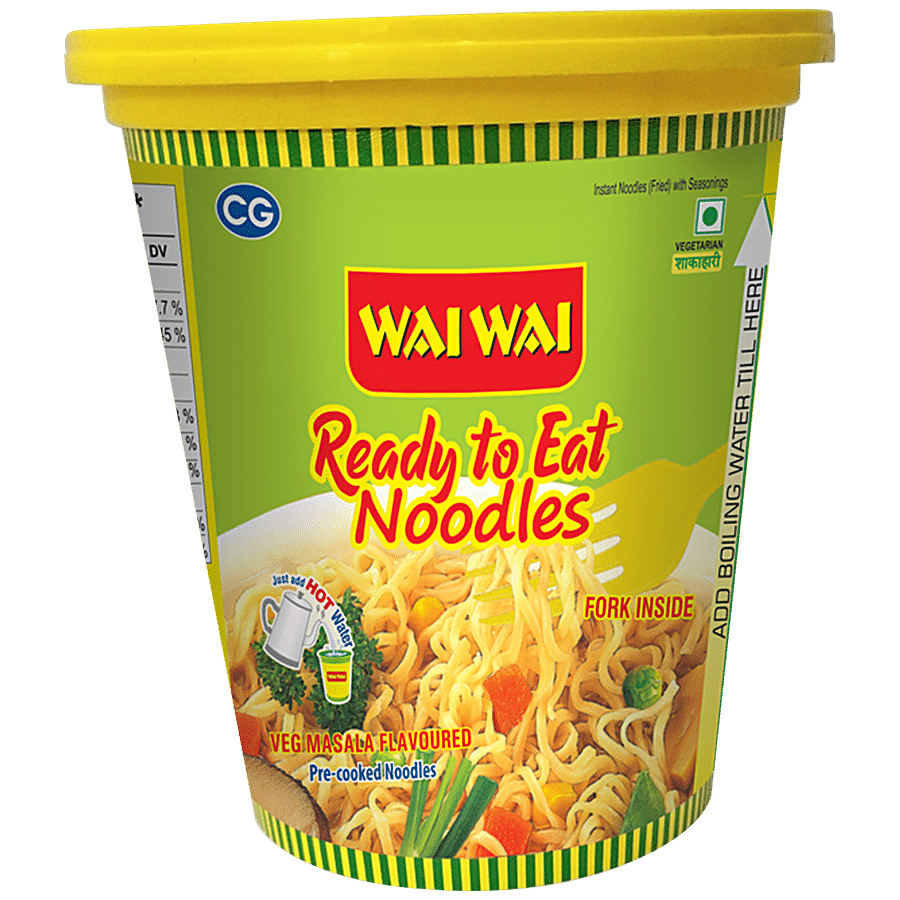 Wai Wai Ready To Eat Noodles, Veg Masala Flavoured, 70 G Cup