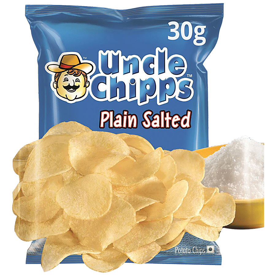 Uncle Chipps Potato Chips - Plain Salted, 30 G Pouch