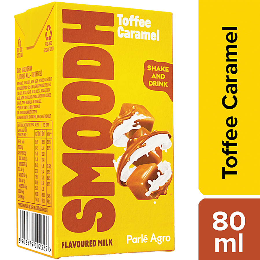 Smoodh Toffee Caramel Flavoured Milk, 80 Ml Tetra Pack