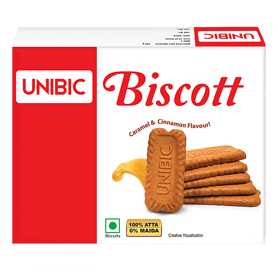 UNIBIC Biscott - Caramel & Cinnamom Flavour, Made With 100% Atta, 0% Maida, 250 g